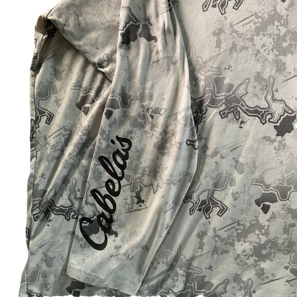 Cabela's Shirt Mens 3XL Gray Camo Long Sleeve Performance Hunting Fishing Logo - Picture 3 of 6